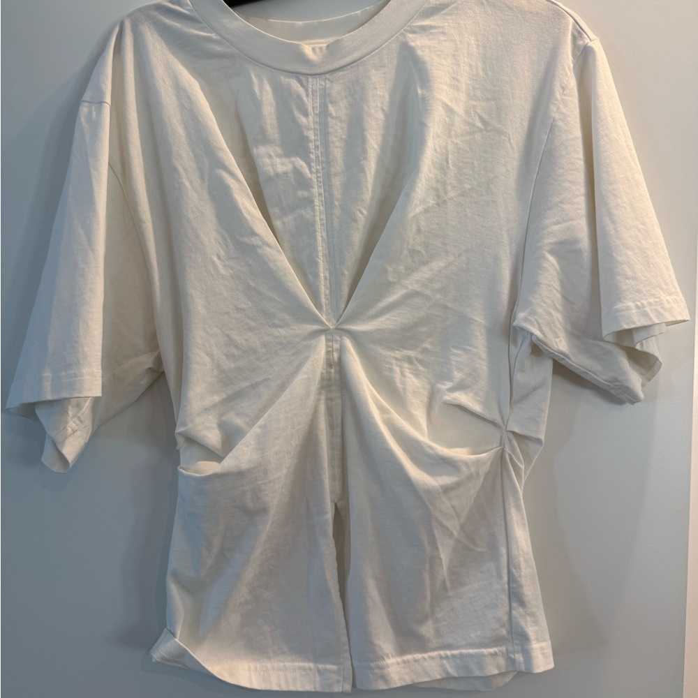 Isabel Marant Cream Twist-Front Short Sleeve Tee